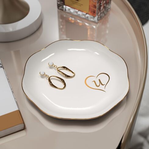 Gifts for Women – Initials Ceramic Jewelry Dish for Earrings, Necklaces, Bracelets, Rings, Watch, and Keys – Mother’s Day, Christmas, and Birthday Gifts for Women (m) in Saudi Arabia