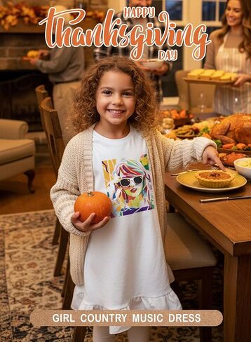 Girl Ruffle Home Dress – Kid Country Music Concert Outfit Pop Art Head Graphic Casual Wear Short Sleeve Fan Clothes in Saudi Arabia