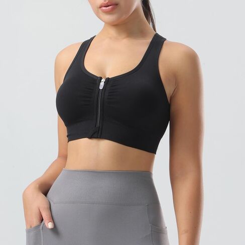 Zip Front Sports Bras for Women-Raceback Pack pack bra pack for workout Yoga Gym Running in Saudi Arabia