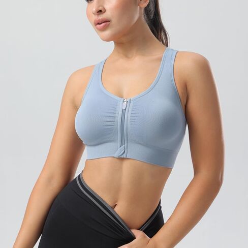 Zip Front Sports Bras for Women-Raceback Pack pack bra pack for workout Yoga Gym Running in Saudi Arabia