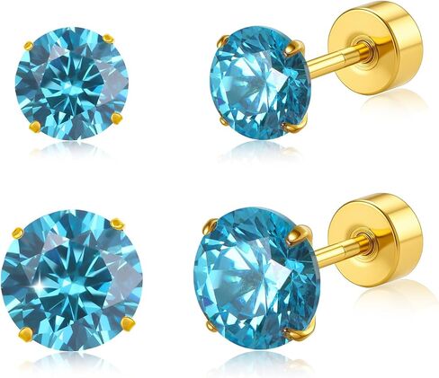 20G G23 Titanium Flat Back Stud Earrings, Golden Silvery Tragus Labret Cartilage Helix Body Piercing Jewelry of 4-6MM Cubic Zirconia for Women Men in Saudi Arabia