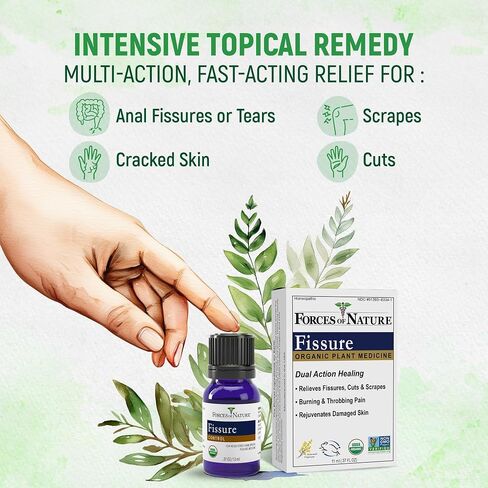 Forces of Nature – Natural, Organic Fissure Care (5ml) Non GMO, No Harmful Chemicals –Soothe and Relieve Burning, Throbbing, Stinging, Itchy, Bleeding Tissue Caused by Fissures or Hemorrhoids in Saudi Arabia