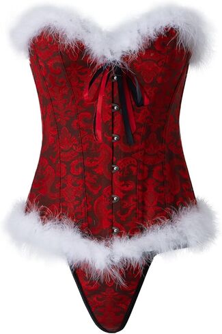 Springcmy Women Corset Tops Boned Overbust Bustier Shapewear Lingerie Lace Up Trim Push Up Waist Trainer Costume Tops in Saudi Arabia