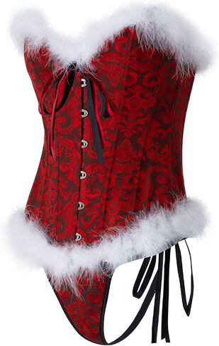 Springcmy Women Corset Tops Boned Overbust Bustier Shapewear Lingerie Lace Up Trim Push Up Waist Trainer Costume Tops in Saudi Arabia