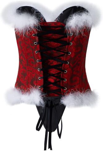 Springcmy Women Corset Tops Boned Overbust Bustier Shapewear Lingerie Lace Up Trim Push Up Waist Trainer Costume Tops in Saudi Arabia