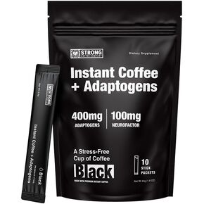 STRONG COFFEE COMPANY | BLACK | PREMIUM ORGANIC INSTANT BLACK COFFEE | 10 SINGLE SERVINGS PER PACK - Smooth Taste, Dairy Free, Keto Friendly, Gluten Free, Enjoy Hot or Cold, Just Add Water in Saudi Arabia