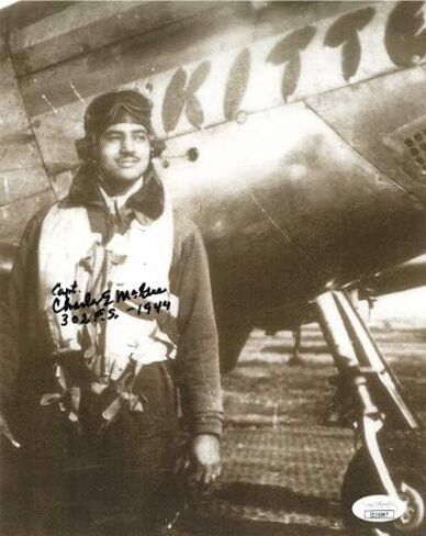 Athlon Sports CTBL-027421 Charles E. McGee Signed 8 x 10 in. Photo 302 F.S. - 1944 - JSA No.II11097 - Tuskegee Airman-Red Tails-WWII-Korea-Vietnam in Saudi Arabia