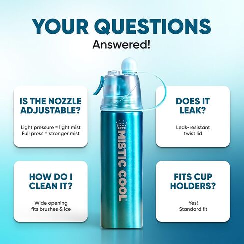MISTIC COOL Aluminum Sports Water Bottle with Mister | 24 oz, BPA-Free, 2-in-1 Portable Spray Bottle – Ideal for Sports, Boating, Running, Hiking, Workouts | 2-Pack in Kuwait