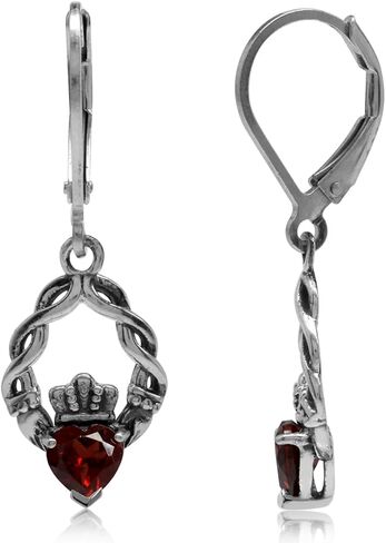 Silvershake أصلي شكل قلب الأحجار الكريمة قلادة الأيرلندية Claddagh مع قلادة سلسلة 18 بوصة in Saudi Arabia
