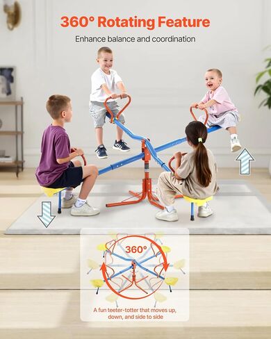 Vevor Geesaw Teeter Totter للأطفال في الهواء الطلق ، وسعة تحميل 300 رطل ، والجلوس والدوران teeter tetter مع مقابض سهلة ، ومعدات الملعب مع الدوران 360 درجة تدور للأطفال الذين تتراوح أعمارهم بين 3+ in Saudi Arabia