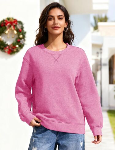 Cavva المرأة Crewneck بلوزات الحرارية طويلة الأكمام الصوف مبطن شيربا البلوز سترة فضفاضة قمصان مناسبة in Kuwait