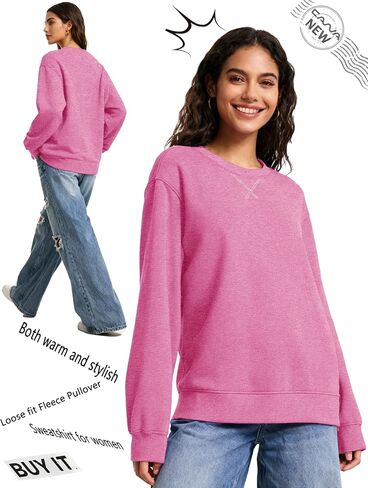 Cavva المرأة Crewneck بلوزات الحرارية طويلة الأكمام الصوف مبطن شيربا البلوز سترة فضفاضة قمصان مناسبة in Kuwait
