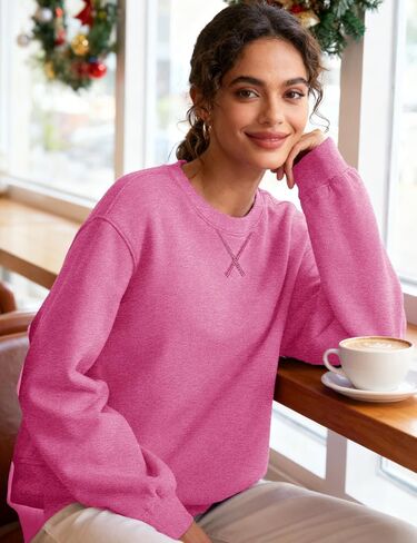 Cavva المرأة Crewneck بلوزات الحرارية طويلة الأكمام الصوف مبطن شيربا البلوز سترة فضفاضة قمصان مناسبة in Kuwait