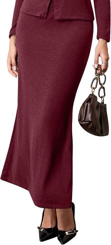 تنورة نسائية طويلة من مزيج الصوف بقصة ذيل السمكة، خصر عالي مع مرونة in Kuwait