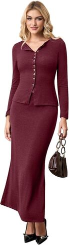 تنورة نسائية طويلة من مزيج الصوف بقصة ذيل السمكة، خصر عالي مع مرونة in Kuwait