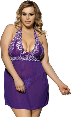 Babydoll Lingerie for Women Plus Size Sexy Teddy Breathable Underwear Sexy Set Women See Through Mesh Lingerie V-Neck in Saudi Arabia