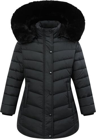 فتيات الطويلات سترة مع غطاء فرو فو ، معطف دافئ لأسفل للأطفال in Kuwait