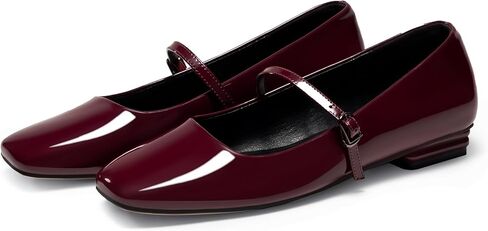 حذاء ماري جين مسطح نسائي مغلق بمقدمة مربعة حذاء باليه مسطح ومريح وسهل الارتداء in Kuwait