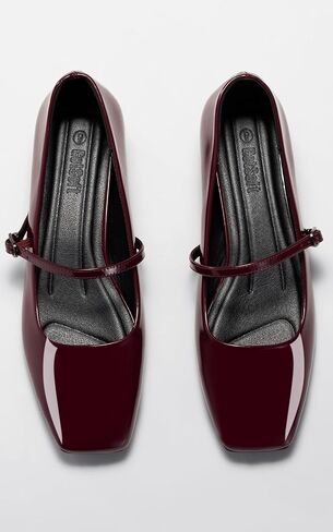 حذاء ماري جين مسطح نسائي مغلق بمقدمة مربعة حذاء باليه مسطح ومريح وسهل الارتداء in Kuwait