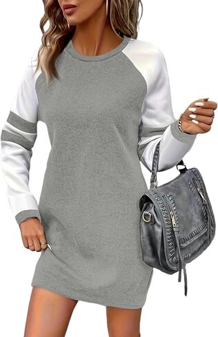 فستان من النوع الثقيل للنساء مخطط بأكمام طويلة سترة سترة فستان Bodycon Colorblock Crewneck بلوزات فساتين الشتاء in Saudi Arabia
