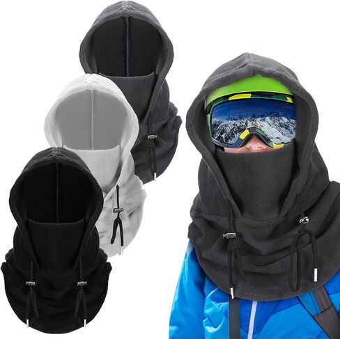 3 Pcs Over Helmet Balaclava Ski Mask Men Women Balaclava Windproof Fuzzy Face Mask Neck Warmer Scarf Helmet Hood in Saudi Arabia
