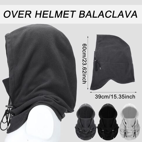 3 Pcs Over Helmet Balaclava Ski Mask Men Women Balaclava Windproof Fuzzy Face Mask Neck Warmer Scarf Helmet Hood in Saudi Arabia