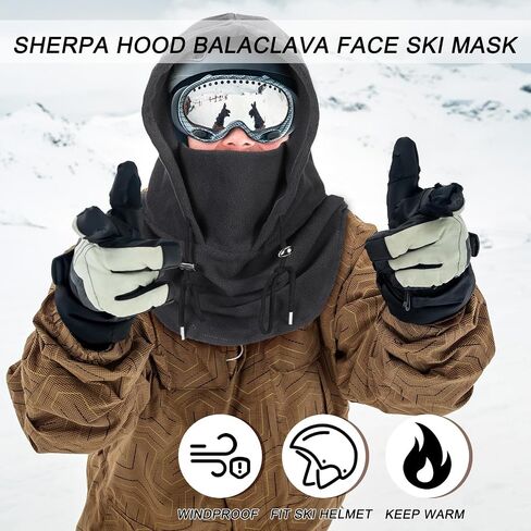 3 Pcs Over Helmet Balaclava Ski Mask Men Women Balaclava Windproof Fuzzy Face Mask Neck Warmer Scarf Helmet Hood in Saudi Arabia