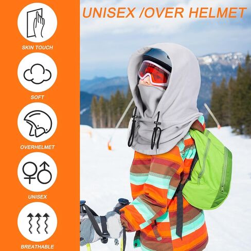 3 Pcs Over Helmet Balaclava Ski Mask Men Women Balaclava Windproof Fuzzy Face Mask Neck Warmer Scarf Helmet Hood in Saudi Arabia