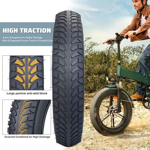 16 inch Fat Bike Tire 16 x 3.0 inch Heavy Duty Anti-Slip Foldable Replacement All Terrains Tire for E-Bike Kids Snow Bike in Saudi Arabia