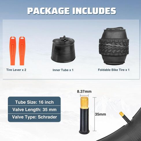 16 inch Fat Bike Tire 16 x 3.0 inch Heavy Duty Anti-Slip Foldable Replacement All Terrains Tire for E-Bike Kids Snow Bike in Saudi Arabia