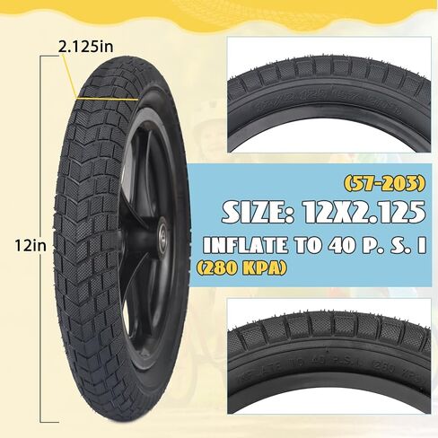 12/14/16 inch Bike Tire Anti-Slip 12/14/16 x 2.125 inch Foldable Replacement All Terrain 2 Pack with Levers for Kids Bicycle BMX Folding City Bike in Saudi Arabia