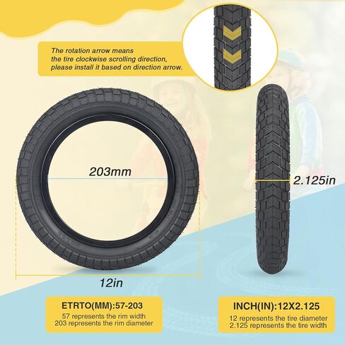12/14/16 inch Bike Tire Anti-Slip 12/14/16 x 2.125 inch Foldable Replacement All Terrain 2 Pack with Levers for Kids Bicycle BMX Folding City Bike in Saudi Arabia
