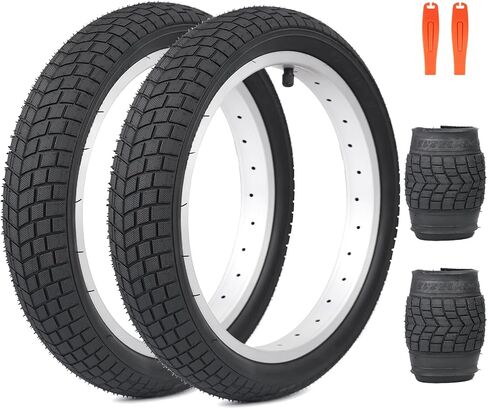12/14/16 inch Bike Tire Anti-Slip 12/14/16 x 2.125 inch Foldable Replacement All Terrain 2 Pack with Levers for Kids Bicycle BMX Folding City Bike in Saudi Arabia