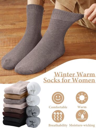 10 Pairs Winter Boot Socks for Women Thick Terry Cozy Thermal Crew Socks Winter Warm Athletic Snow Accessory in Saudi Arabia