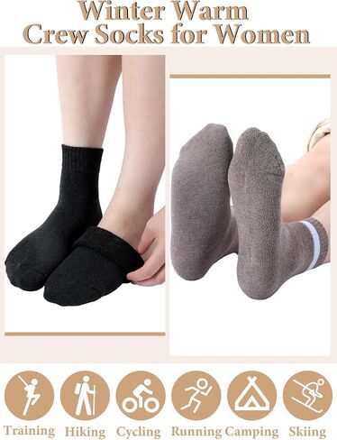 10 Pairs Winter Boot Socks for Women Thick Terry Cozy Thermal Crew Socks Winter Warm Athletic Snow Accessory in Saudi Arabia