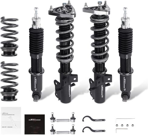 maXpeedingrods Racing Coilover for Ford Mustang 1994-2004, 24 Levels Damper Adjustable Coilovers Suspension Kit, Height Adjustable Shock Absorber Struts, T7 Upgrade Racing Lowering Kit, Black in Saudi Arabia