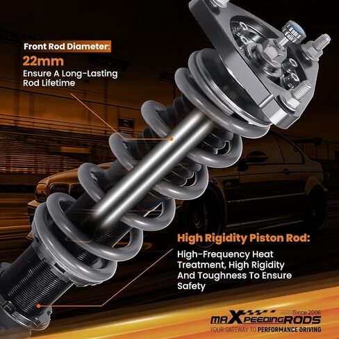 maXpeedingrods Racing Coilover for Ford Mustang 1994-2004, 24 Levels Damper Adjustable Coilovers Suspension Kit, Height Adjustable Shock Absorber Struts, T7 Upgrade Racing Lowering Kit, Black in Saudi Arabia