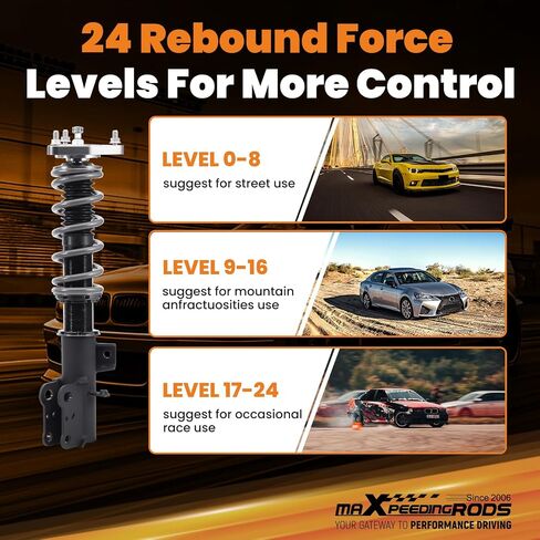 maXpeedingrods Racing Coilover for Ford Mustang 1994-2004, 24 Levels Damper Adjustable Coilovers Suspension Kit, Height Adjustable Shock Absorber Struts, T7 Upgrade Racing Lowering Kit, Black in Saudi Arabia