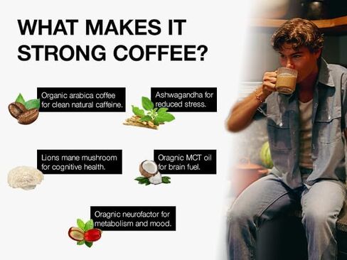 STRONG COFFEE COMPANY | BLACK | PREMIUM ORGANIC INSTANT BLACK COFFEE | 10 SINGLE SERVINGS PER PACK - Smooth Taste, Dairy Free, Keto Friendly, Gluten Free, Enjoy Hot or Cold, Just Add Water in Saudi Arabia