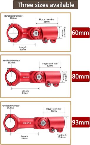 CYSKY Adjustable Bike Stem 25.4 31.8 Handlebar Adjustable 0-90 Degree 60/80/93/100mm, MTB Stem Handlebar Bike Stem Riser for Mountain Bike Road Bike City Cycling in Saudi Arabia