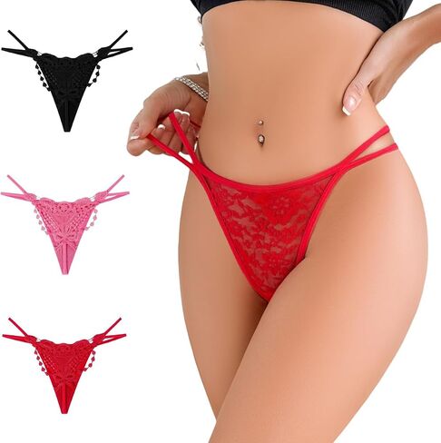 G-string thongs للنساء مثير الدانتيل صفيق سراويل داخلية ملابس داخلية Lingerie Tangas Low Rise Broks t مرة أخرى in Saudi Arabia