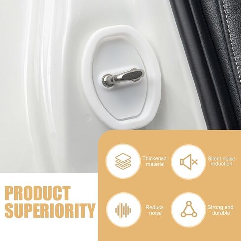 2 PCS Car Door Latch Cover, Silent Buffer Rust-proof Thickened Silicone Protector, Perfect Fit Hole Anti-scratch Cover, Universal for Most Cars Door Lock Accessories (Black) in Saudi Arabia