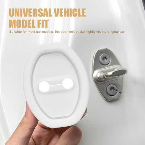 2 PCS Car Door Latch Cover, Silent Buffer Rust-proof Thickened Silicone Protector, Perfect Fit Hole Anti-scratch Cover, Universal for Most Cars Door Lock Accessories (Black) in Saudi Arabia
