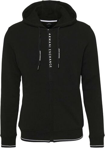 Armani Exchange Logo Men Fit منتظم امتداد القطن سحاب أعلى قميص مقنعين ، أسود ، x-large in Saudi Arabia