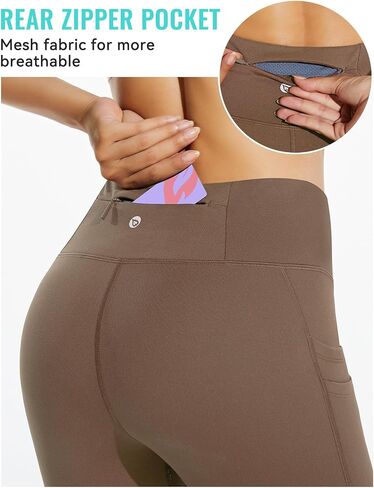 baleaf Thermal Leggings for Women Fleece Lined Waterproof Winter Hiking Pants Warm Tights Cold Weather Running Gear Brown M in Saudi Arabia