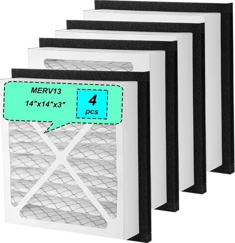 2PACK 14X14X3 MERV13 AIR FILTER PLEETED HOUSE RETURS RETURS PILTERS ALPTEMENTS تتوافق تمامًا مع مرشح Grille Return House Series 14x14x3 in Kuwait