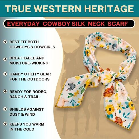 Wild Rag Silk Scarf 36'', Western Cowboy Bandana Wild Rags,Square Silky Animals Pattern Scarves in Saudi Arabia