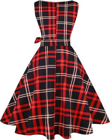 Girstunm 1950s Dresses for Women Sleeveless Audrey Hepburn Tea Party Swing Dress Retro Cocktail Dress with Pockets in Kuwait