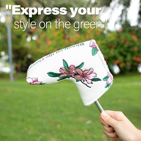 Golf Putter Cover Blade Putter Headcover Azalea Embroidery Golf Club Covers Leather Golf Blade Putter Cover with Magnetic Fit Most Brand in Saudi Arabia