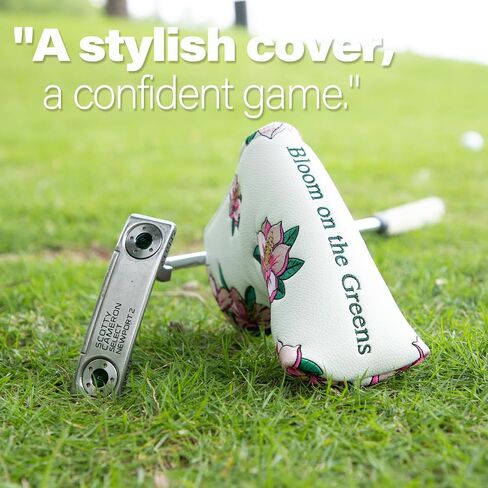 Golf Putter Cover Blade Putter Headcover Azalea Embroidery Golf Club Covers Leather Golf Blade Putter Cover with Magnetic Fit Most Brand in Saudi Arabia